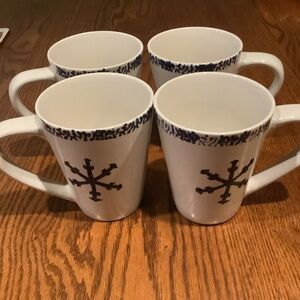 Four Gibson Blue Snowflake Mugs